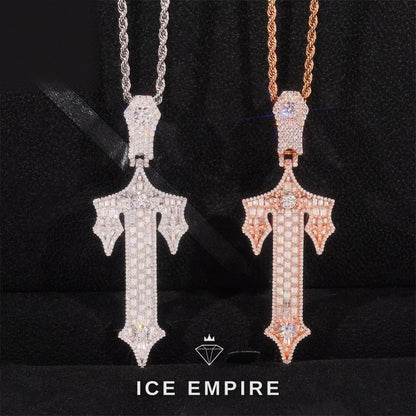 Iced Out Baguette 925 Silver Pendant