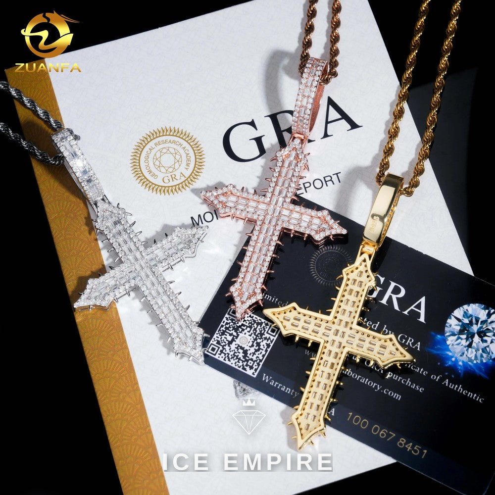 Iced Out Baguette Rose Gold Plated Moissanite Pendant