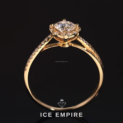 Iced Out 14K Gold Moissanite Engagement Ring
