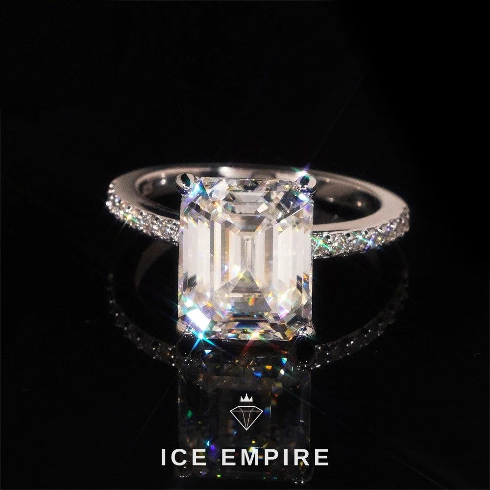 Iced Out 925 Silver Moissanite Engagement Ring