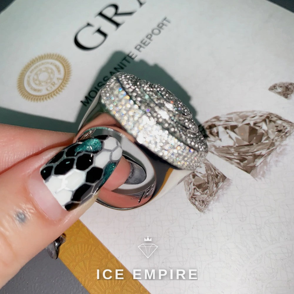 Iced Out Baguette 925 Silver Moissanite Ring