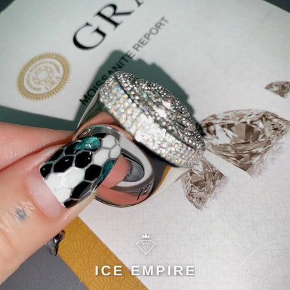 Iced Out Baguette 925 Silver Moissanite Ring