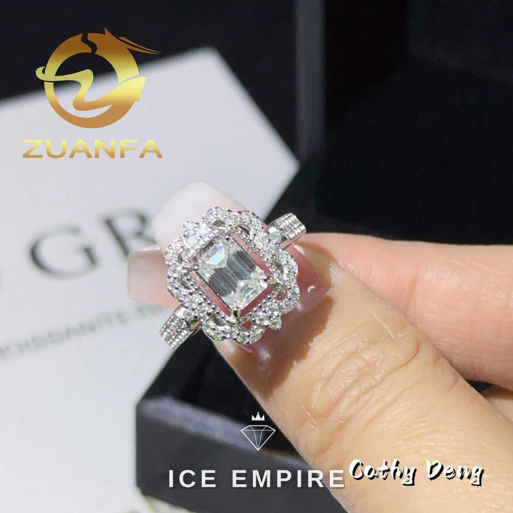 Iced Out 10K Gold Moissanite Engagement Ring