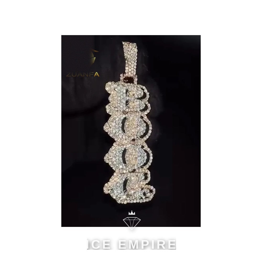 Iced Out Baguette Rose Gold Plated Moissanite Pendant