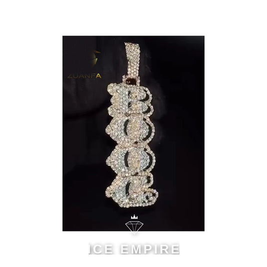 Iced Out Baguette Rose Gold Plated Moissanite Pendant