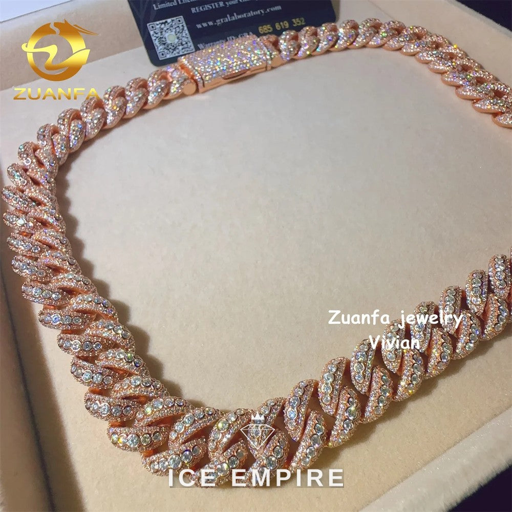 Iced Out Rose Gold Plated Moissanite Cuban Chain