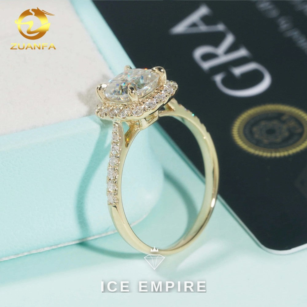 Iced Out 14K Gold Moissanite Engagement Ring