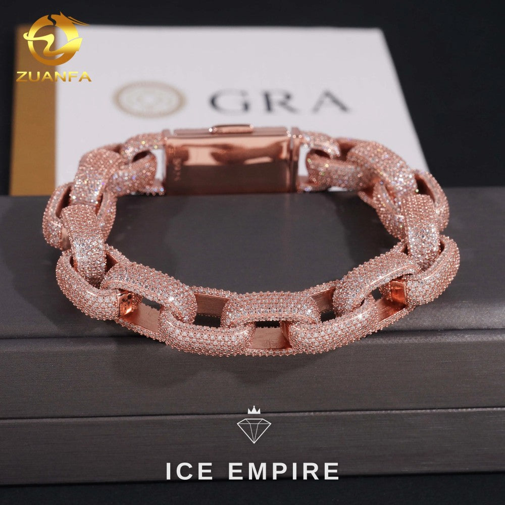 Iced Out 925 Silver Moissanite Cuban Chain