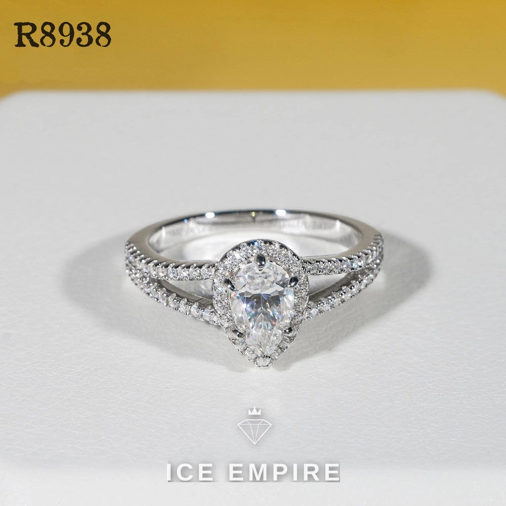Iced Out 925 Silver Moissanite Engagement Ring