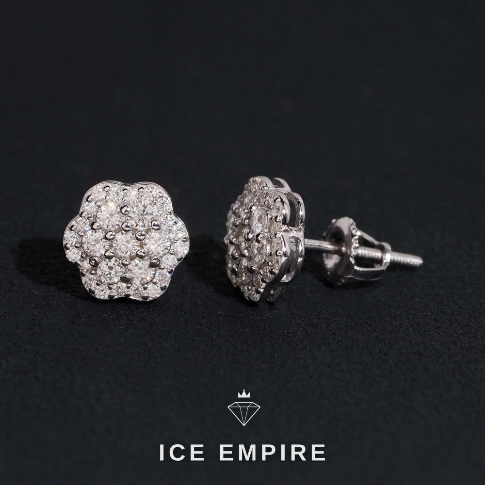 Iced Out 14K Gold Moissanite Stud Earrings