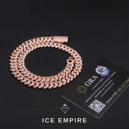 Iced Out Rose Gold Plated Moissanite Cuban Chain