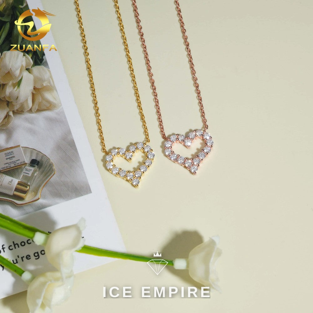 Iced Out Heart 925 Silver Moissanite Pendant