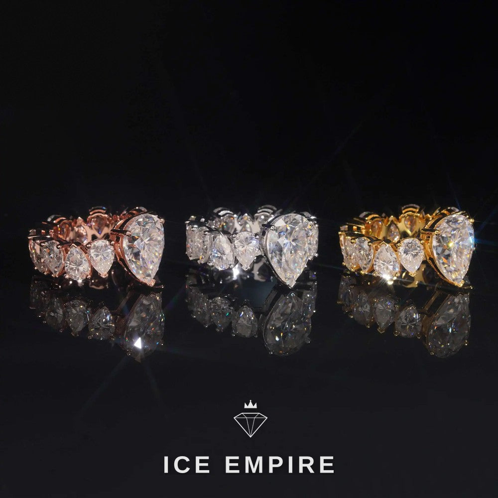 Iced Out Rose Gold Plated Moissanite Engagement Ring