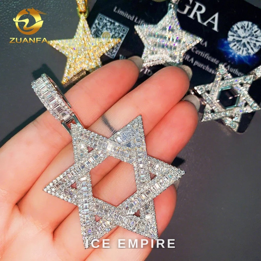 Iced Out Baguette Gold Plated Moissanite Pendant