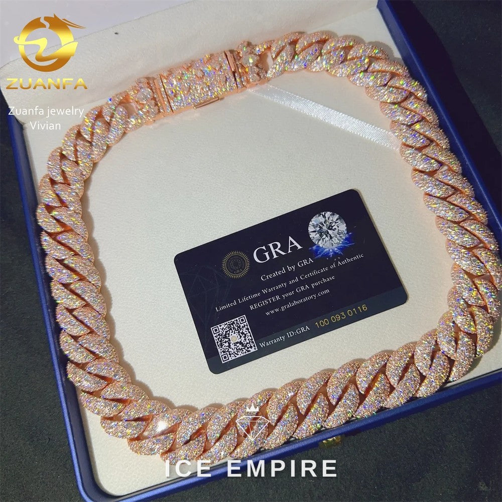 Iced Out Rose Gold Plated Moissanite Cuban Chain