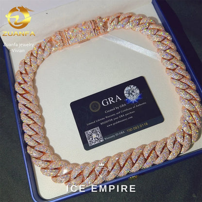 Iced Out Rose Gold Plated Moissanite Cuban Chain
