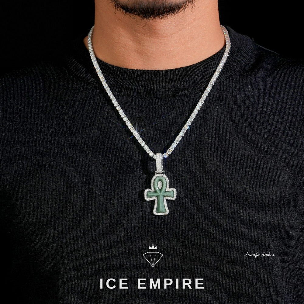 Iced Out Cross 925 Silver Lab Grown Diamond Pendant
