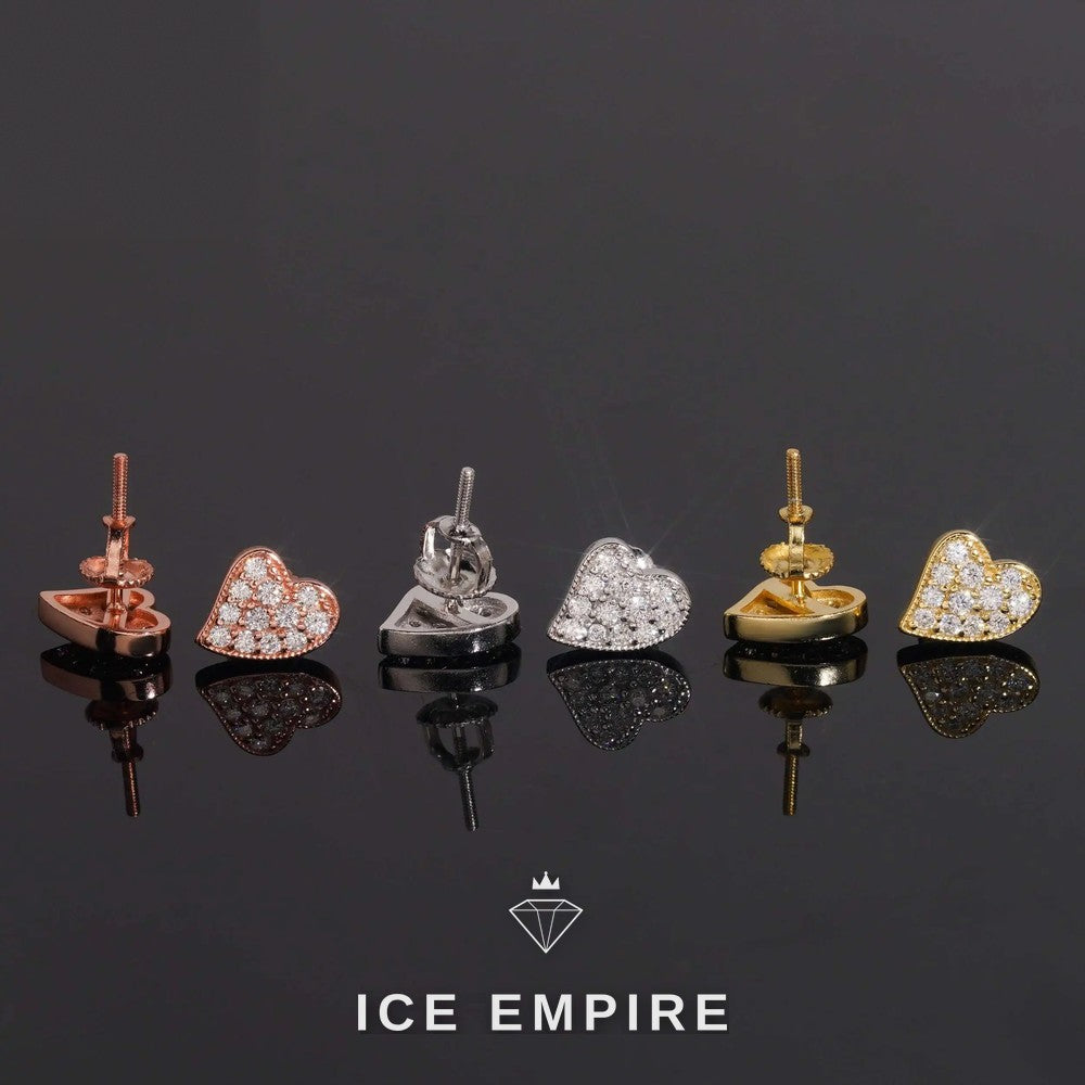 Iced Out Heart Gold Plated Moissanite Earrings