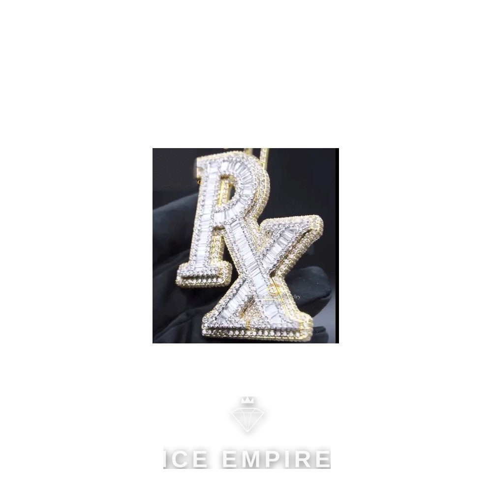 Iced Out Baguette 925 Silver Pendant