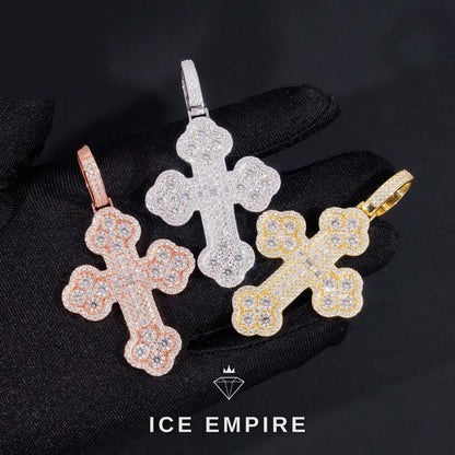 Iced Out Cross 925 Silver Pendant