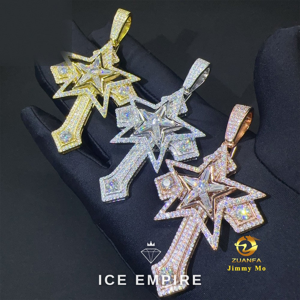 Iced Out Cross 925 Silver Pendant