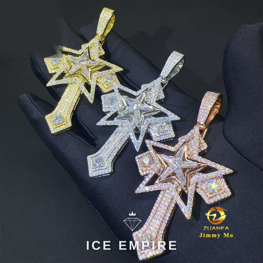 Iced Out Cross 925 Silver Pendant