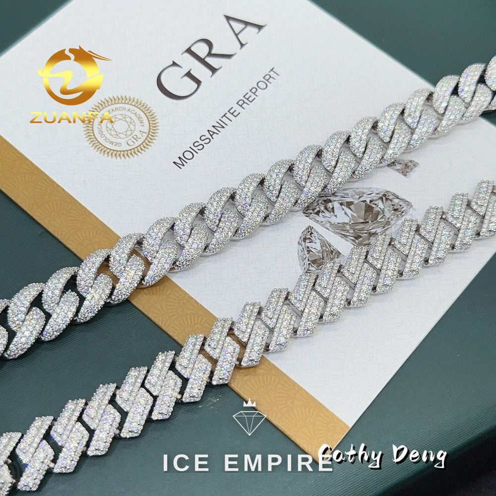 Iced Out Gold Plated Moissanite Cuban Chain
