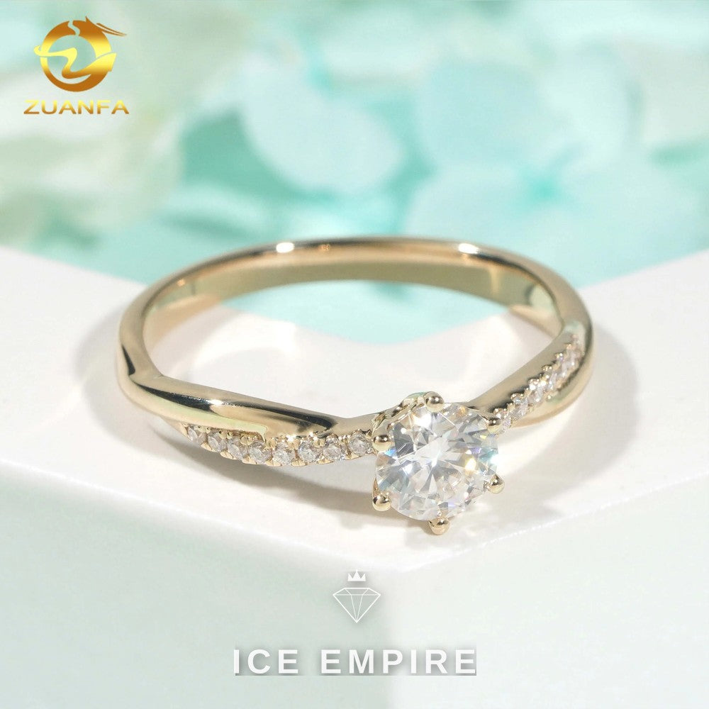 Iced Out 9K Gold Moissanite Engagement Ring