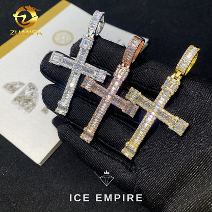 Iced Out Baguette Rose Gold Plated Moissanite Pendant