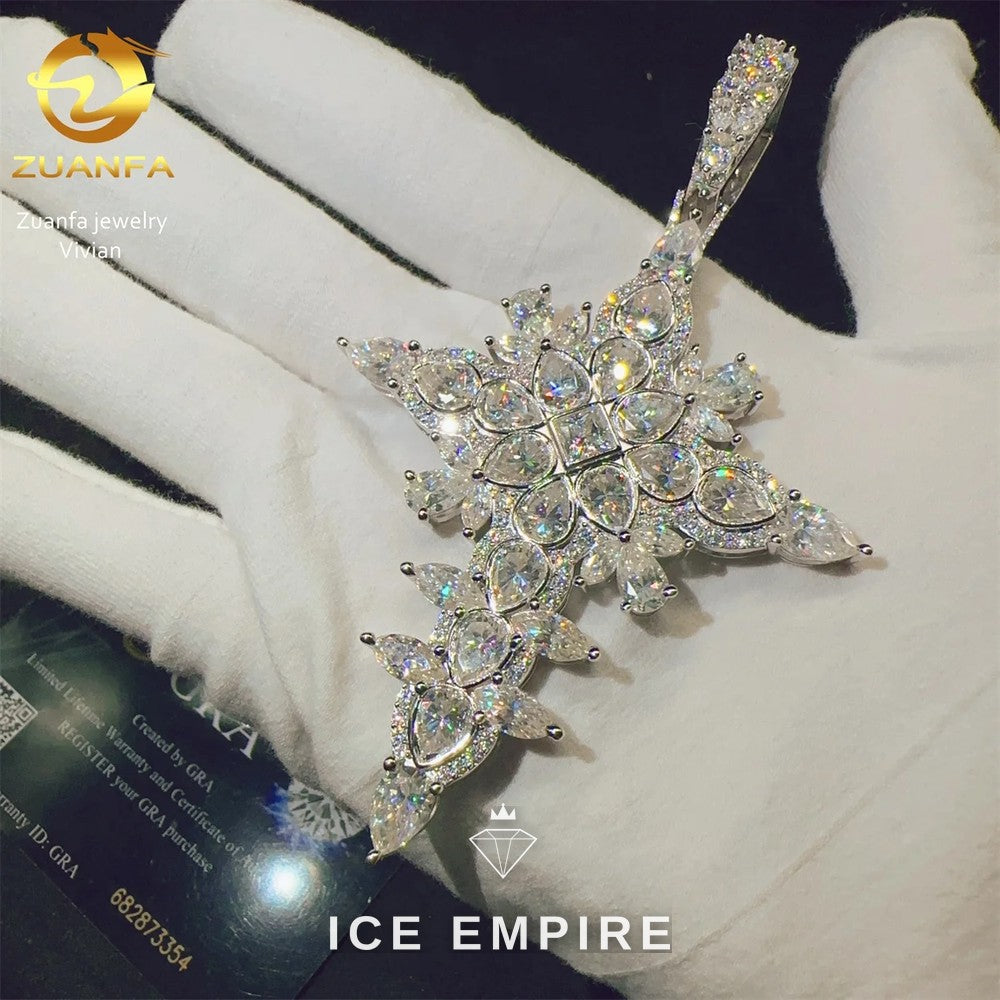Iced Out Cross 925 Silver Moissanite Pendant