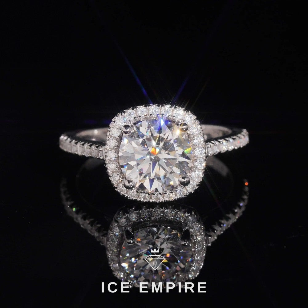 Iced Out Cluster Gold Plated Moissanite Engagement Ring