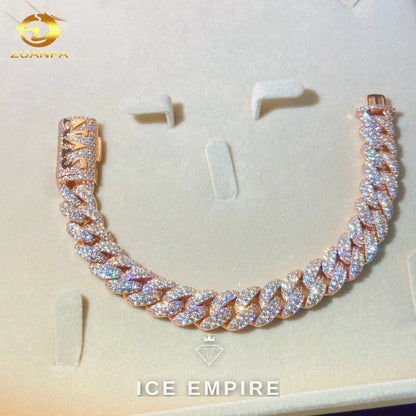 Iced Out Rose Gold Plated Moissanite Cuban Chain