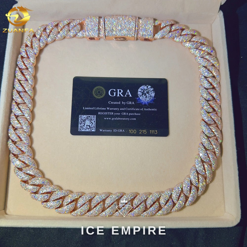 Iced Out Rose Gold Plated Moissanite Cuban Chain