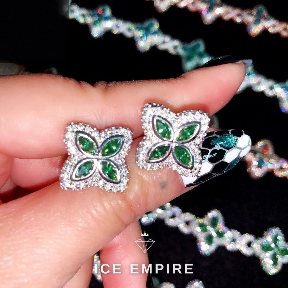 Iced Out 925 Silver Moissanite Stud Earrings