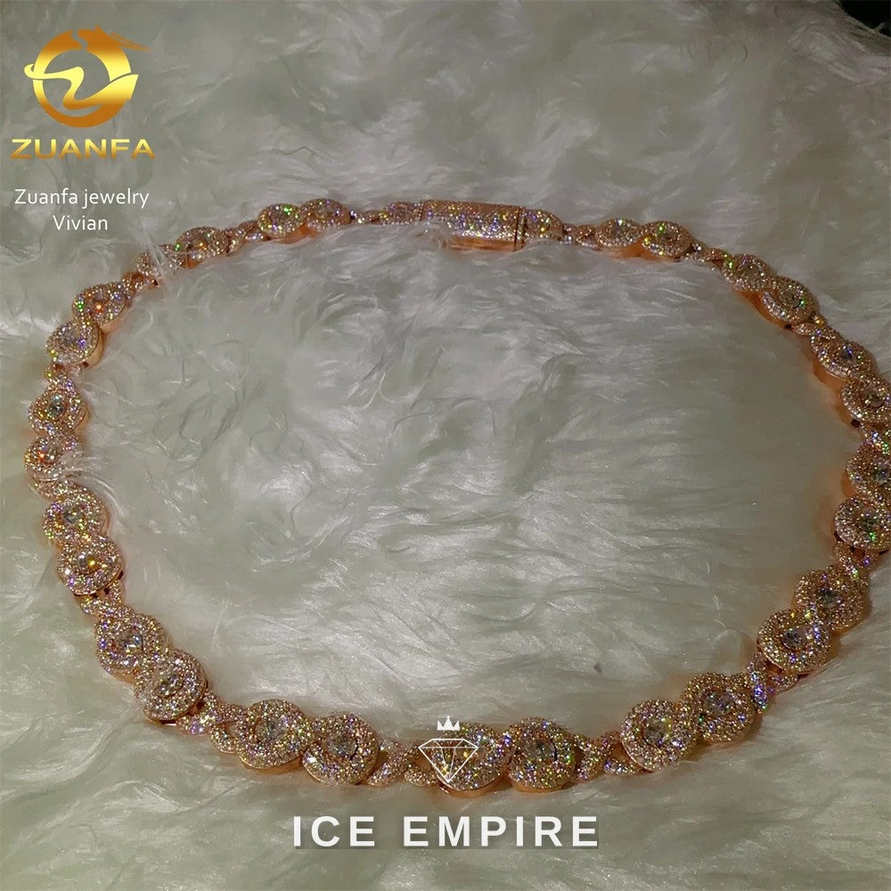 Iced Out Rose Gold Plated Moissanite Cuban Chain