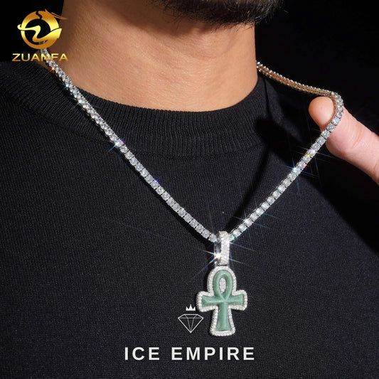 Iced Out Cross Rose Gold Plated Moissanite Pendant