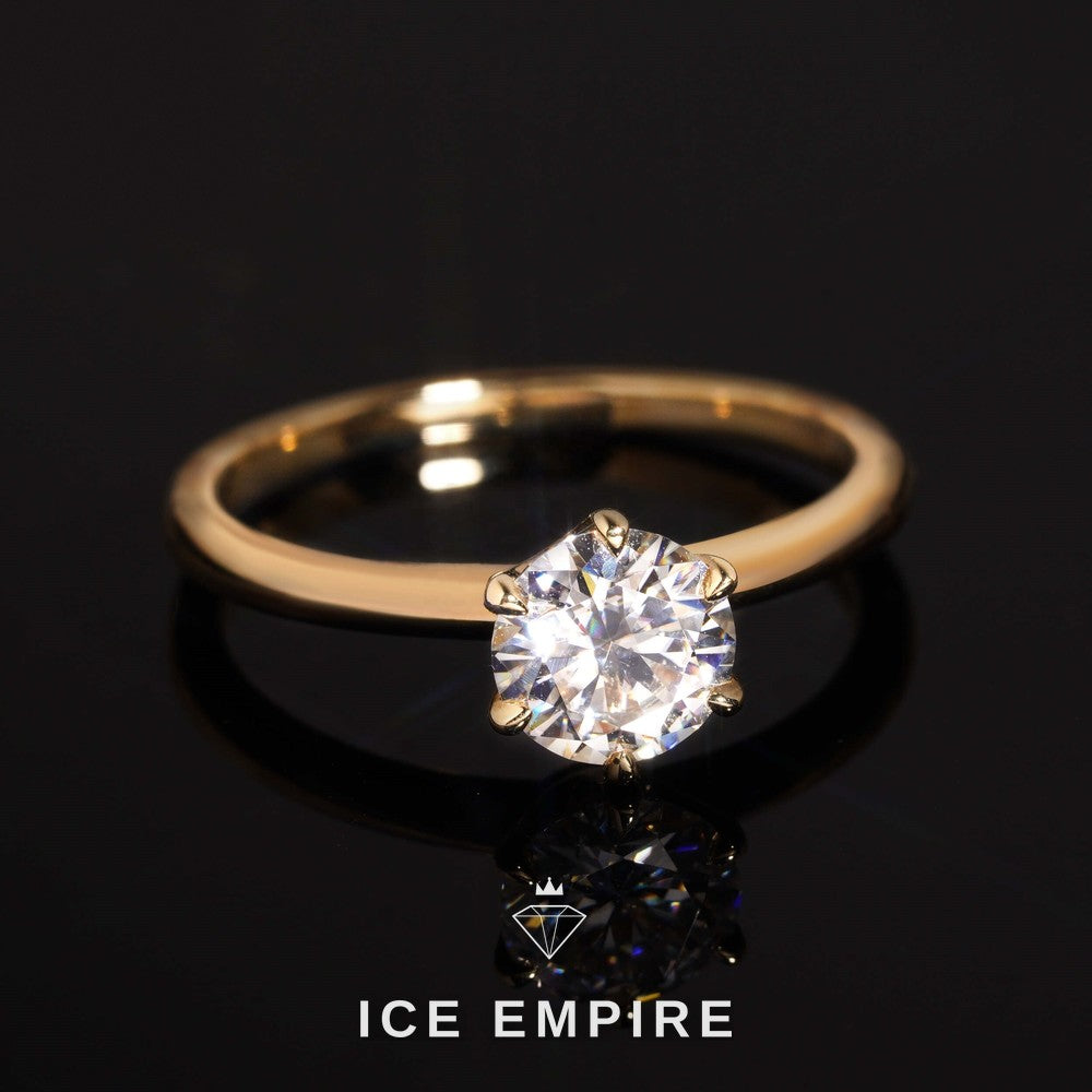 Iced Out 14K Gold Moissanite Wedding Band