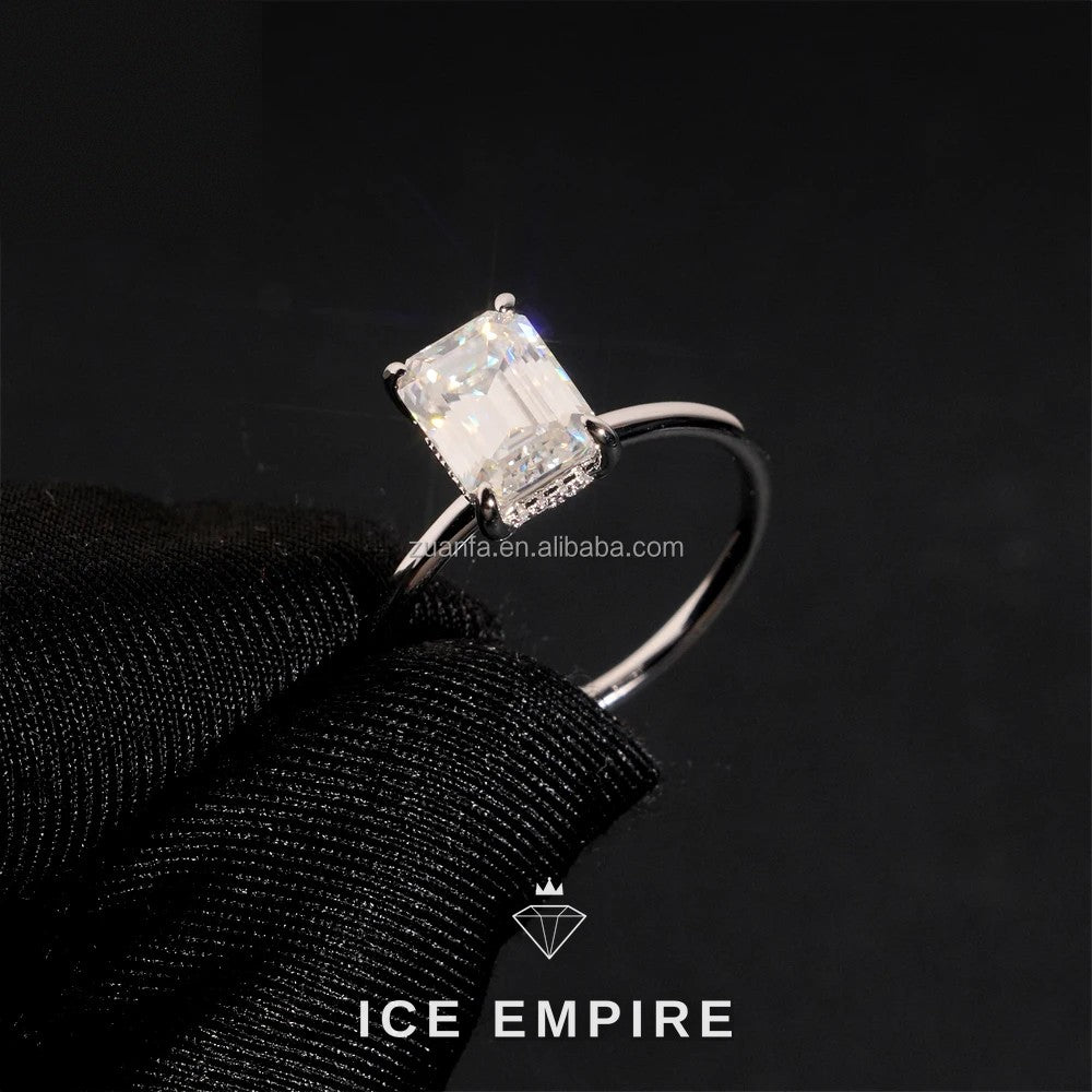 Iced Out 925 Silver Moissanite Engagement Ring