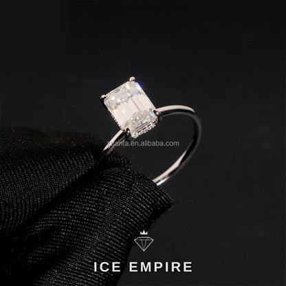 Iced Out 925 Silver Moissanite Engagement Ring