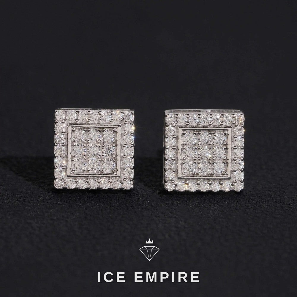 Iced Out 925 Silver Moissanite Stud Earrings
