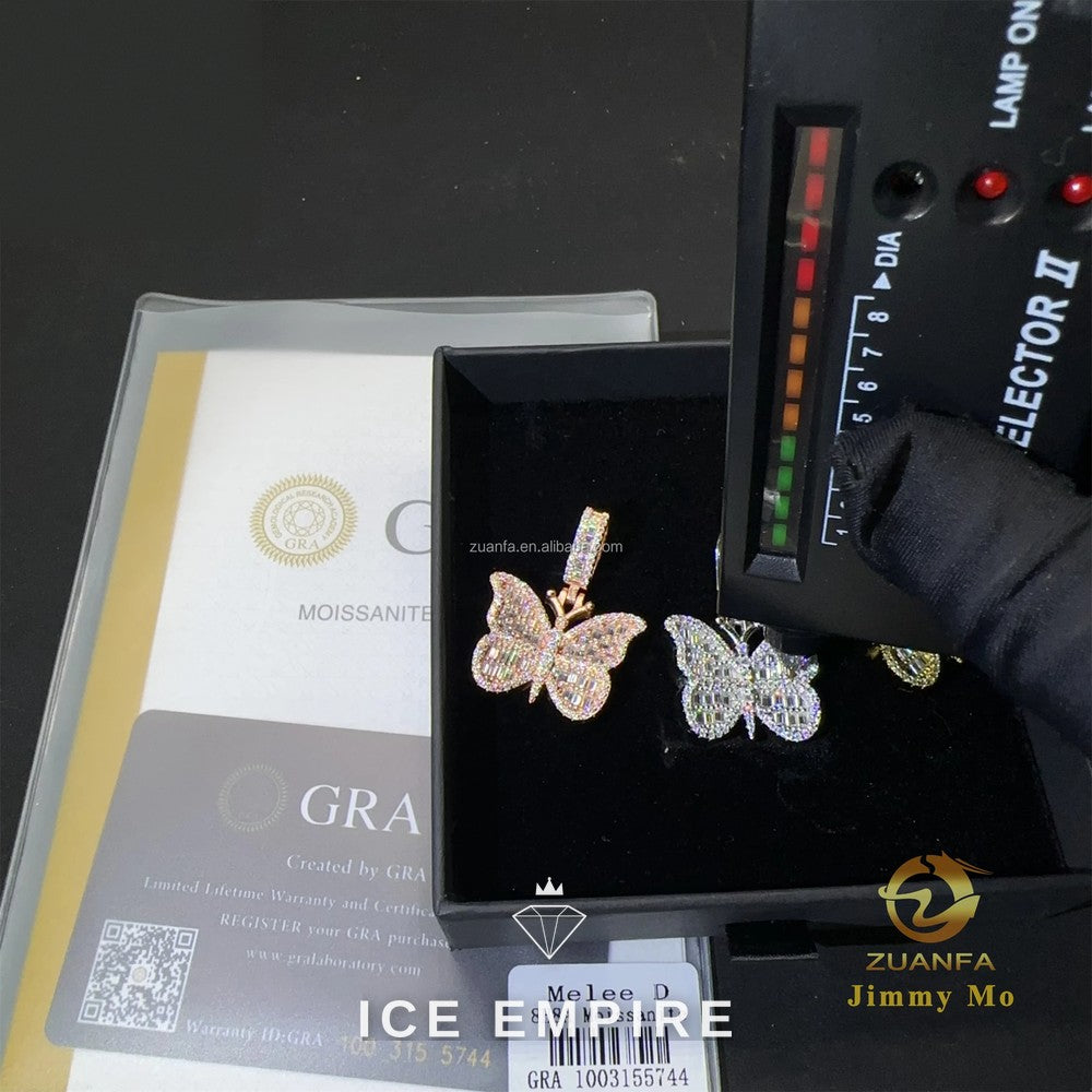 Iced Out Cross Rose Gold Plated Moissanite Pendant