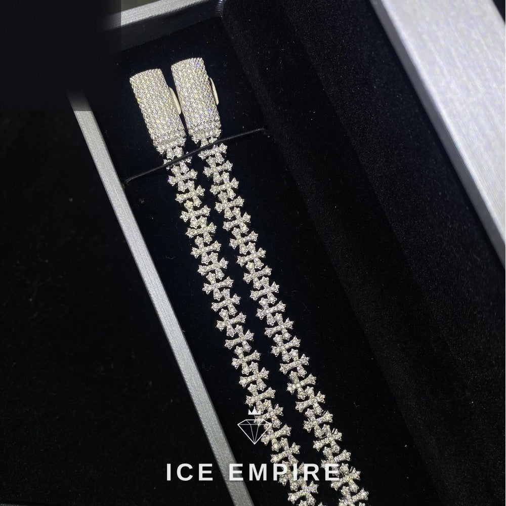 Iced Out Cross 925 Silver Moissanite Cuban Chain