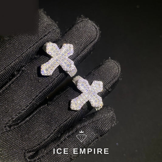 Iced Out Baguette Rose Gold Plated Moissanite Engagement Ring