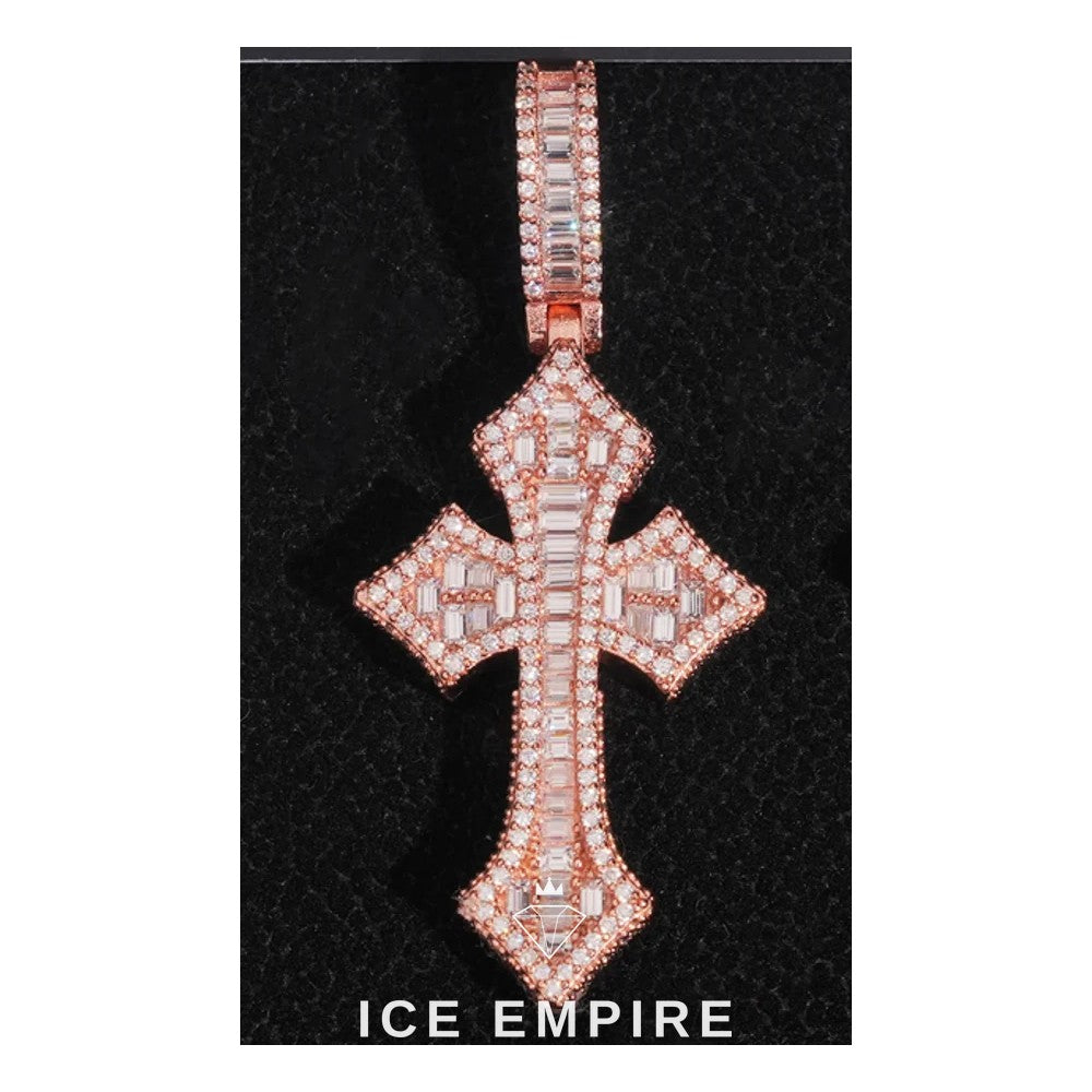 Iced Out Cross 925 Silver Moissanite Pendant