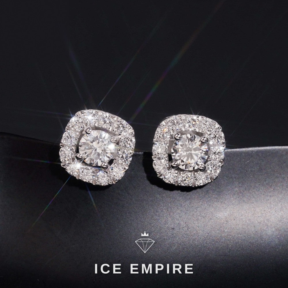 Iced Out Cluster Rose Gold Plated Lab Grown Diamond Earrings
