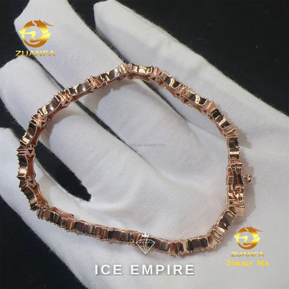 Iced Out Cluster Rose Gold Moissanite Tennis Chain