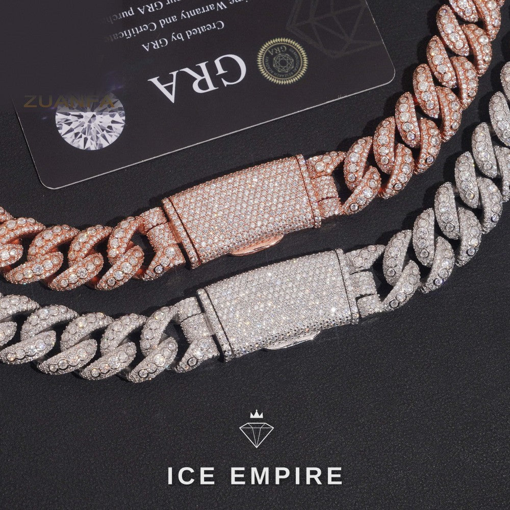 Iced Out Rose Gold Moissanite Cuban Chain