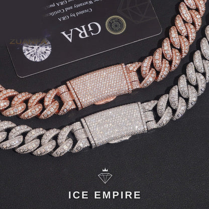Iced Out Rose Gold Moissanite Cuban Chain