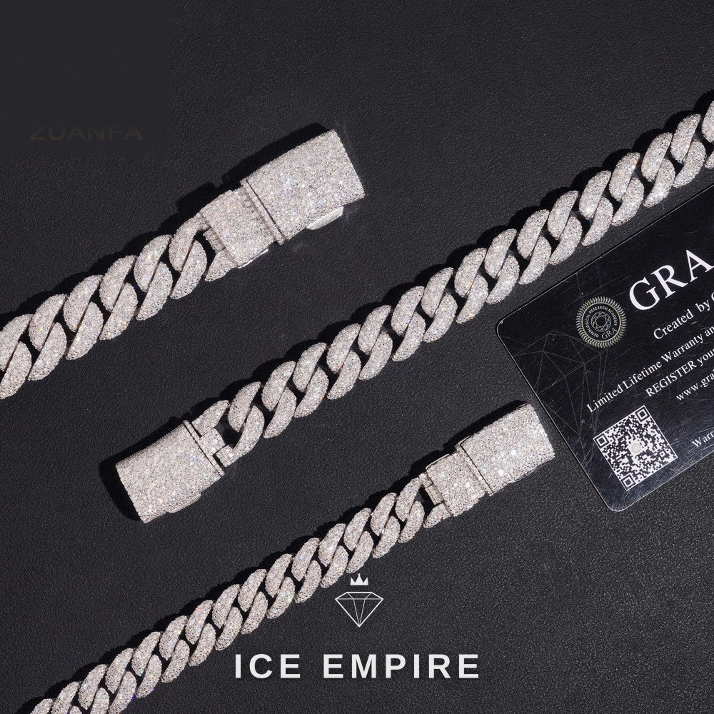 Iced Out 925 Silver Moissanite Cuban Chain