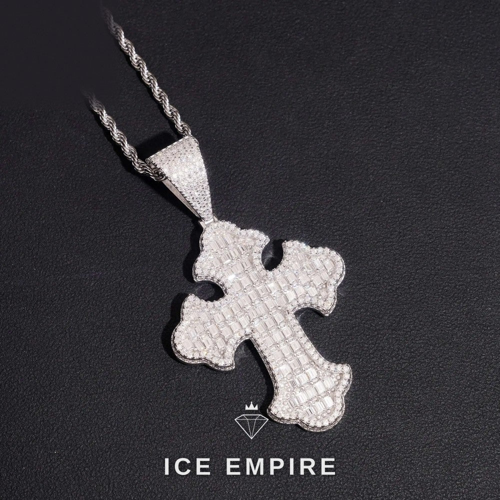 Iced Out Baguette 925 Silver Moissanite Pendant